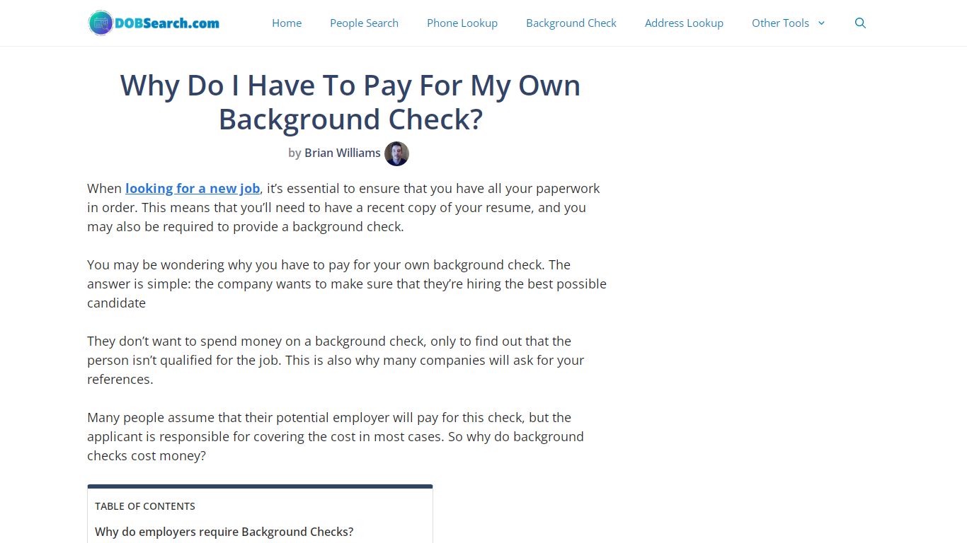 Why Do I Have To Pay For My Own Background Check?